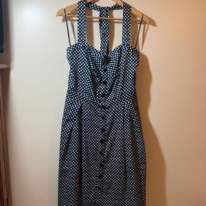City Chic Navy & Black Checkered Halter Dress